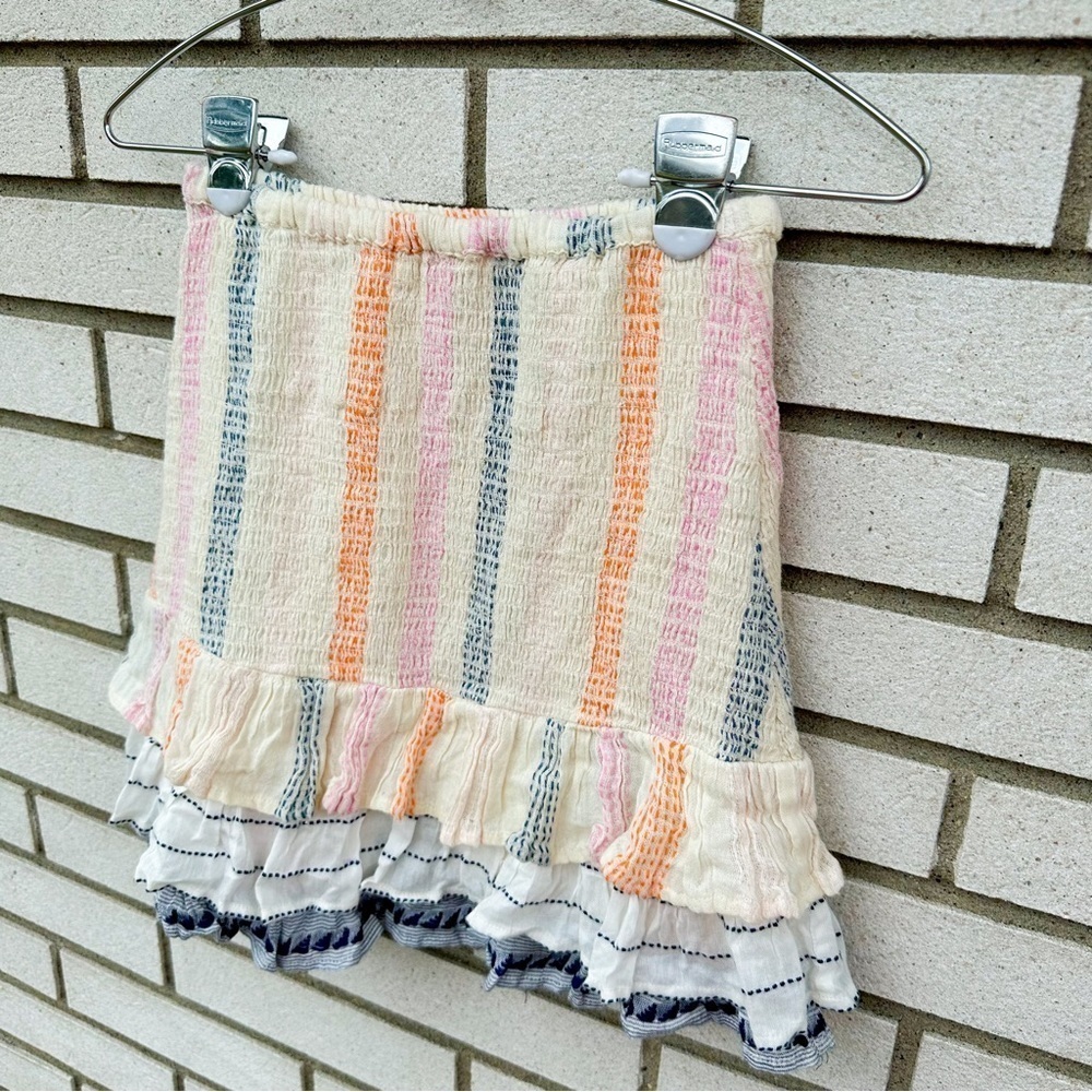 Tularosa Calmar Stripe Smocked Ruffle Mini Skirt Pastel Boho Resortwear S - Picture 5 of 13